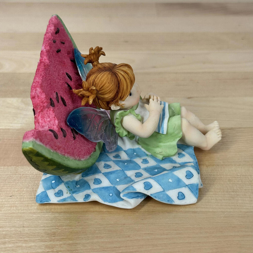 Decorative Fairy Figurine with Watermelon Slice Tummy Ache Fairie Enesco 4004988 - Picture 4 of 8